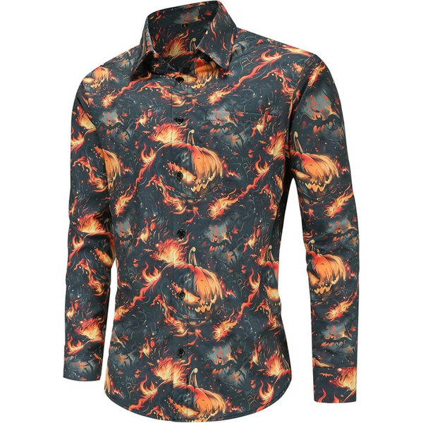 Men's Pumpkin Long Sleeve Button Down Shirts (various colors)