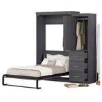 Euroco Wood Twin Size Murphy Wall Bed With Wardrobe