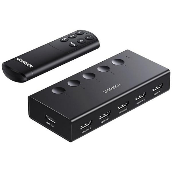 HDMI Switch 5-In-1 Out 4K 60Hz HDMI Splitter With Remote