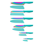 12-Piece Rainbow Titanium Stainless Steel Boxed Knives Set