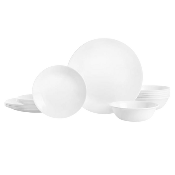 18-Piece Corelle Vitrelle Triple-Layer Glass Plates And Bowls Dinnerware Set