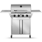 R.W.FLAME 4-Burner 32,000 BTU Propane Grill with Lid, Shelves & Wheels