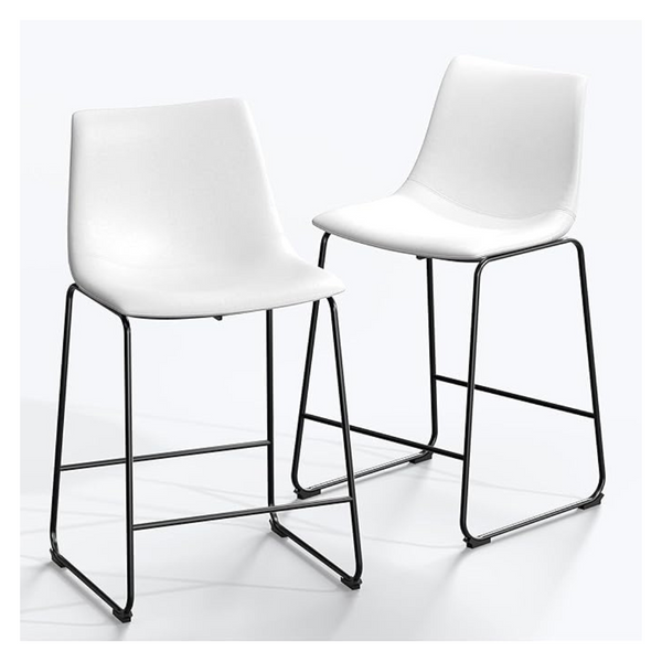 2-Count NicBex Retro Bar Stools Crazy-Horse Leather with Metal Legs Barstools