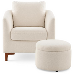 Colamy Sherpa Accent Chair with Storage Ottoman Set & Back Pillow