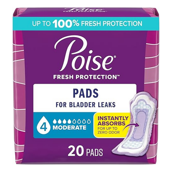 20-Count Poise Incontinence Bladder Control & Postpartum Pads (Regular)