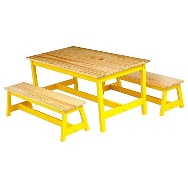 3-Piece Amazon Basics Indoor Kids Table and Bench Set