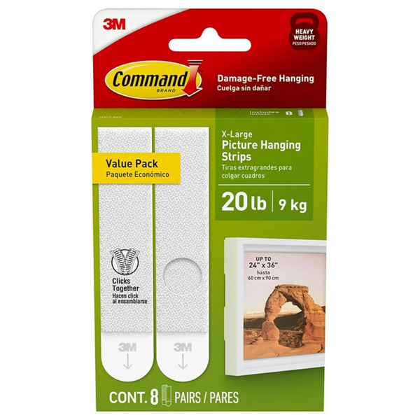 8-Pairs Command 20-Lb XL Heavyweight Picture Hanging Strips