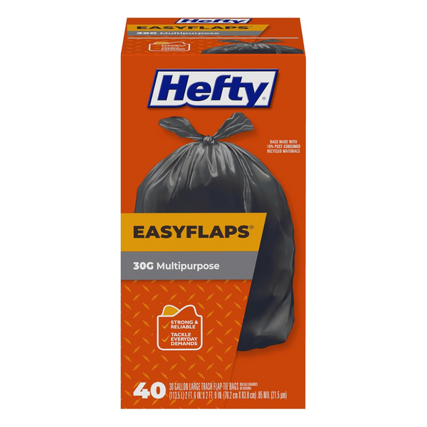 40-Count 30 Gal Hefty Easy Flaps Multipurpose Large Trash Bags