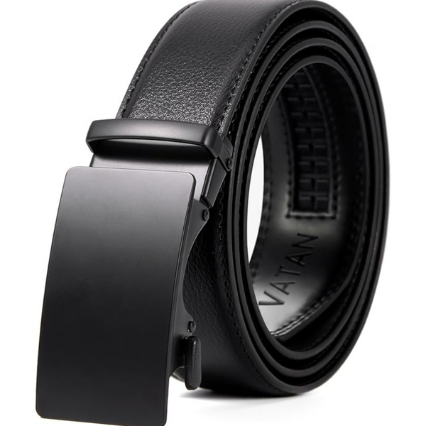 Men's Leather Ratchet Belt w/ Adjustable Buckle (32" To 38")