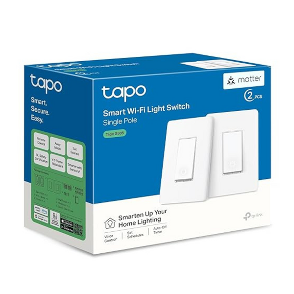 2-Pack TP-Link Tapo Matter Smart Light Switch With Voice Control