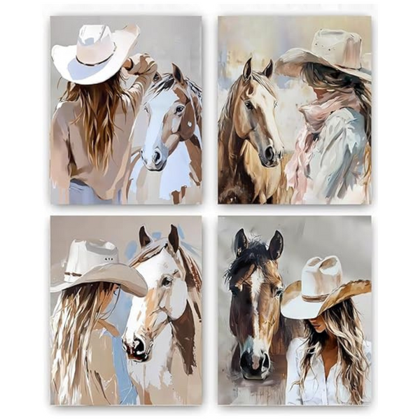 4-Pack 8" x 10" Unframed Cowgirl Wall Art