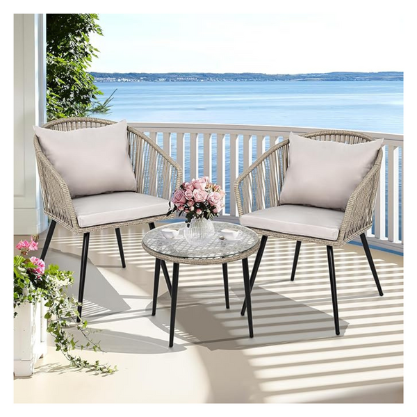 YITAHOME 3-Piece Wicker Small Patio Balcony Chair Set
