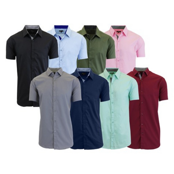 2-Pack Galaxy By Harvic Men's Short Sleeve Dress Shirts