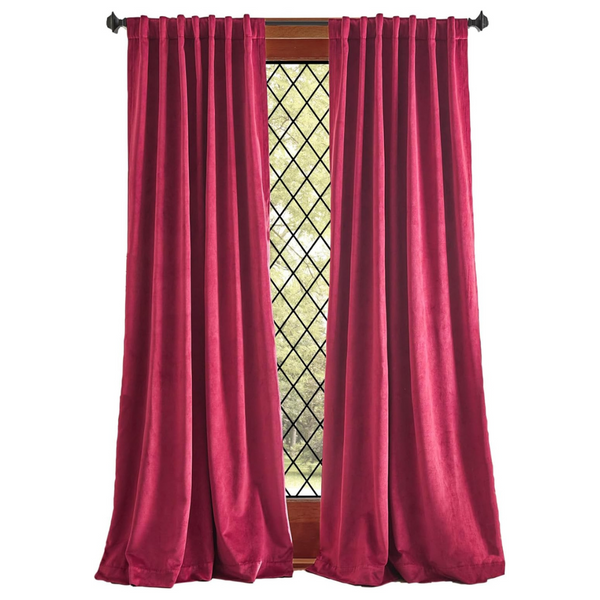 2-Pack 95" Velvet Blackout Back Tab Window Curtain Panel Pair