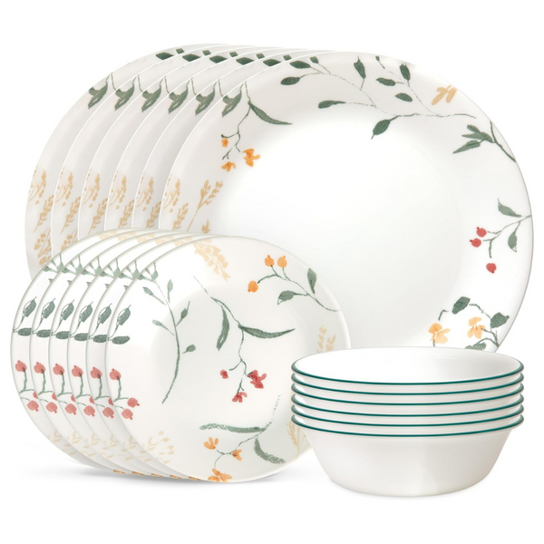 Corelle Vitrelle 18-Piece Glass Dinnerware Sets Service For 6