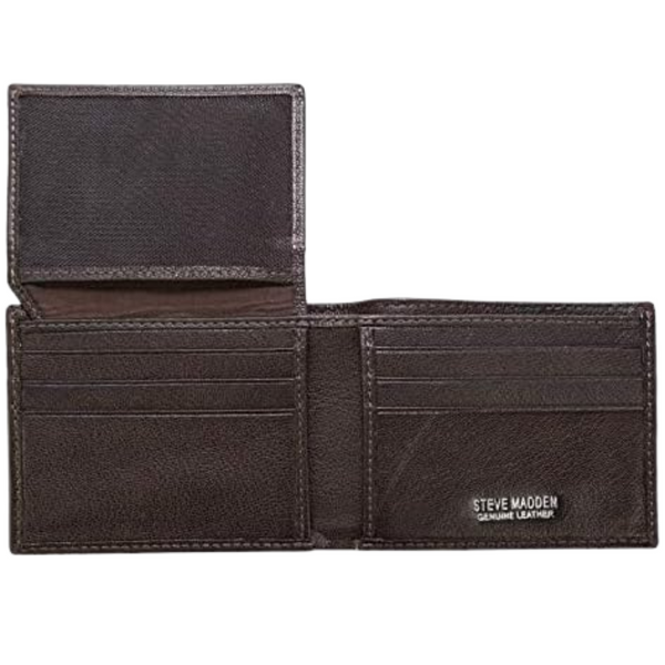 Steve Madden Men's Leather Extra Capacity Attached Flip Wallet