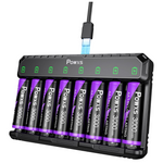 8-Count 3000mAh Rechargeable Lithium AA Batteries W/ Charger