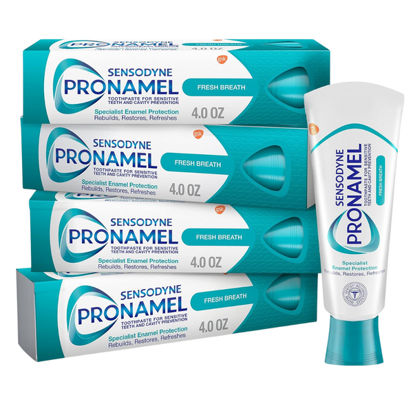 Sensodyne Pronamel Fresh Breath Enamel Toothpaste For Sensitive Teeth And Cavity Protection, Fresh Wave (4 oz, 4 Pack)