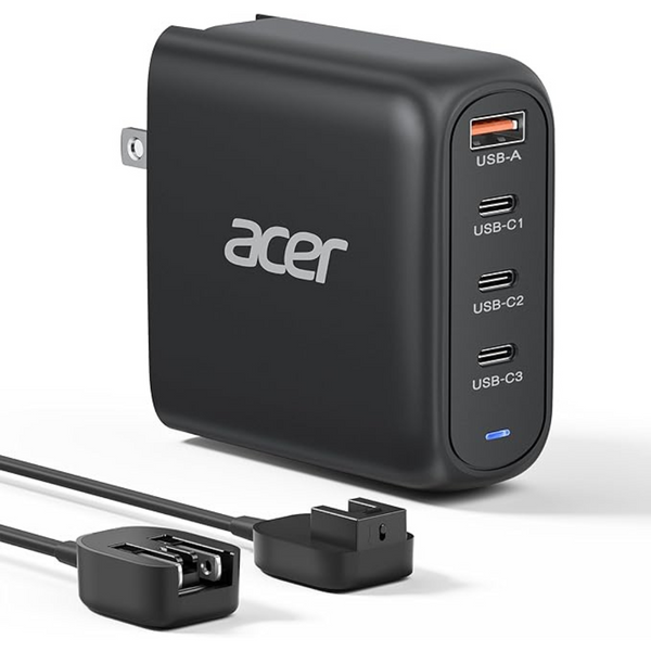 Acer 100W 4-Port USB-C & USB-A GaN II Desktop Charger with Extension Cable