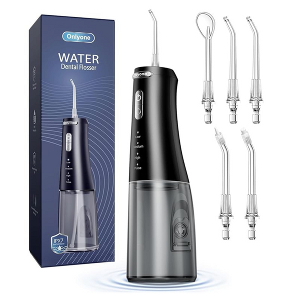 Onlyone Portable Rechargeable Water Dental Flosser (Black)