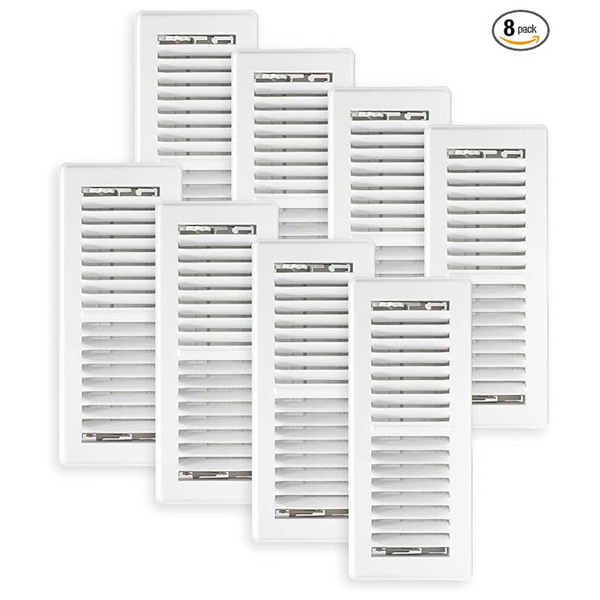 8-Pack Decor Grates PG412-WH-8 Pro 4"x12" Steel Floor Register (White)