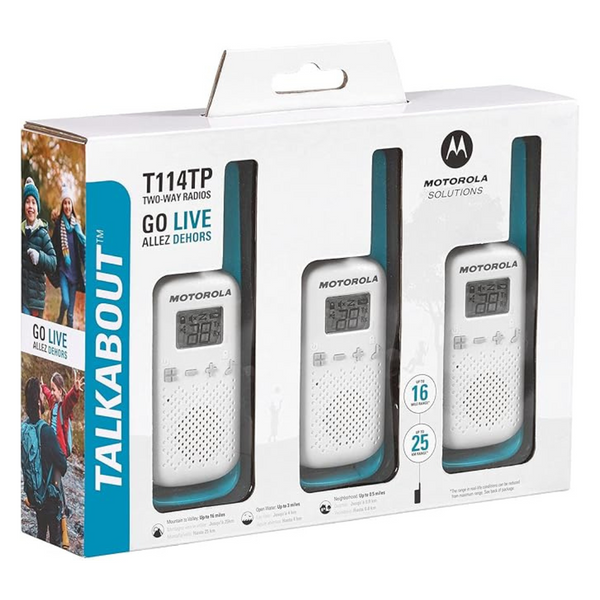 3-Pack Motorola Solutions 16-Mile Two-Way Radio (T114TP)
