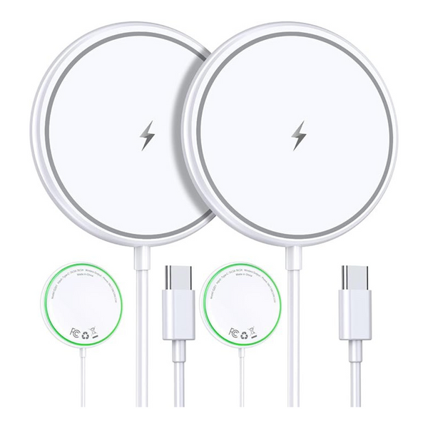2-Pack 15W Magnetic Wireless Charger With LED Light