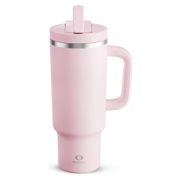 40oz Stainless Steel Insulated Tumbler With Handle And Straw