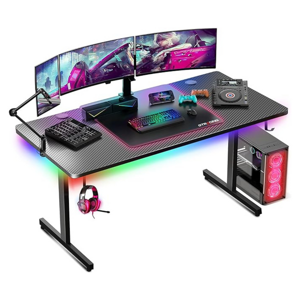 Gtracing 55" Gaming Desk With LED Lights