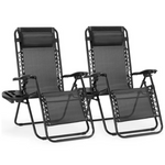 2-Pack Zero Gravity Recliner Lounge Chairs With Pillow & Drink Trays
