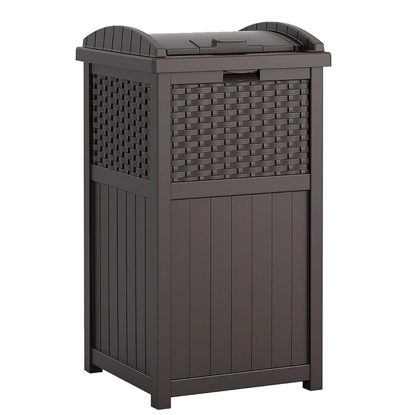 Suncast 33 Gallon Hideaway Can Resin Outdoor Trash With Lid (3 Colors)