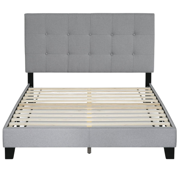 Furinno Laval Upholstered Platform Bed Frame (Full, Glacier)