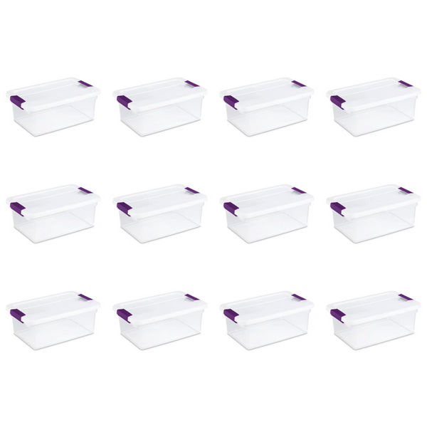 12-Pack Sterilite 15 Quart Clear View Storage Container Tote