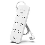 KMC 30W USB-C 6-Outlet Surge Protector Power Strip W/ 4ft Extension Cord
