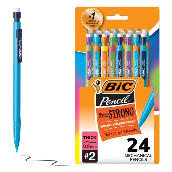 24-Pack BIC Xtra-Strong Mechanical Pencil Colorful Barrel 0.9mm