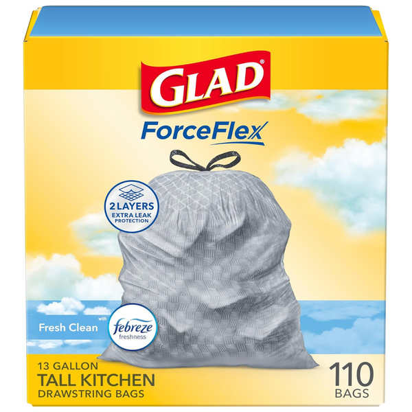 110-Count Glad OdorShield 13-Gallon Tall Kitchen Drawstring Trash Bags