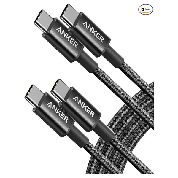 5-Pack 6ft Anker 60W USB-C to USB-C Fast Charging Cable