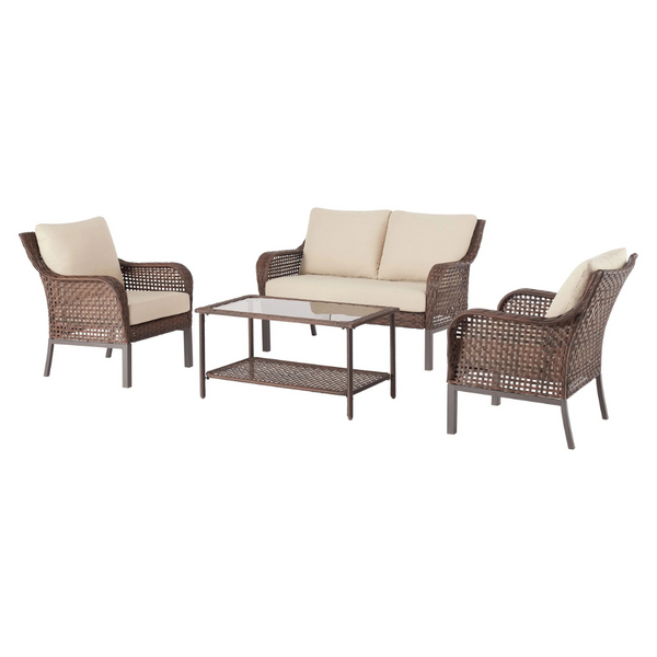 Mainstays Tuscany Ridge 4-Piece Wicker Outdoor Conversation Set (4 colors)