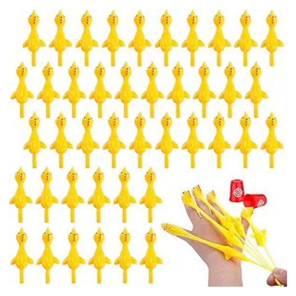 42-Pack POPLAY 4" Rubber Flying Chicken Finger Sling Shot