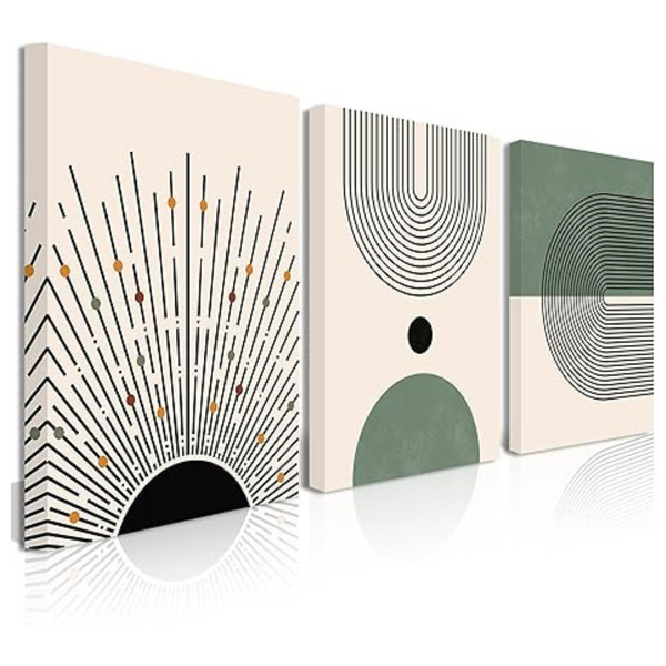 Set of 3 12" x 16" Abstract Boho Wall Art Canvas Set