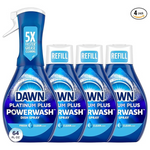 Dawn Platinum Powerwash Dish Spray, Dish Soap Liquid, Fresh Scent Bundle, 1 Spray (16oz) + 3 Refills