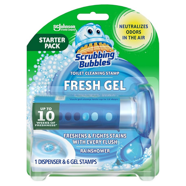 Scrubbing Bubbles Fresh Gel Toilet Bowl Cleaning Stamps, 1 Dispenser With 6 Fresh Gel Stamps