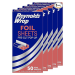 Reynolds Wrap Pre-Cut Pop-Up Aluminum Foil Sheets ( 50 Sheets, 5Packs)