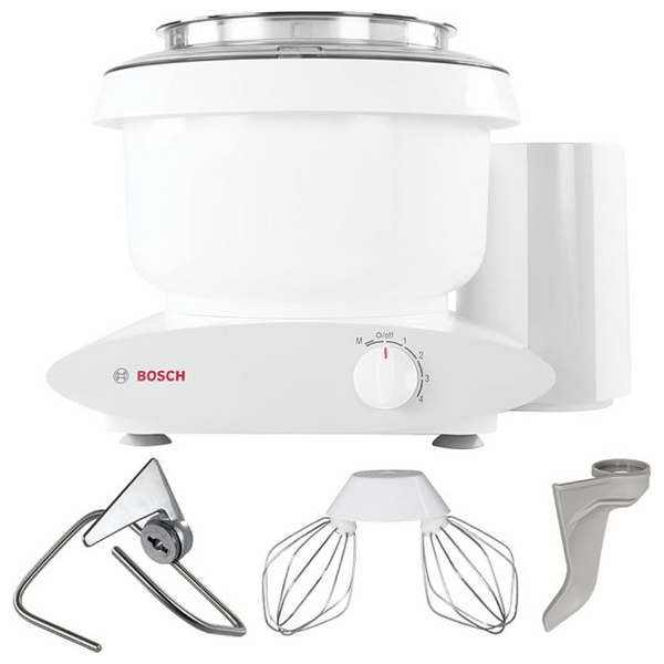 Bosch Universal Plus Stand Mixer 500 Watt, 6.5 Quarts With Wire Whips, Dough Hook & NutriMill Dough Hook Extender Bundle