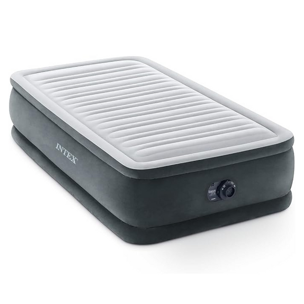 Intex Dura-Beam Deluxe Comfort-Plush Mid-Rise Air Mattress – Twin Size – Built-In Electric Pump