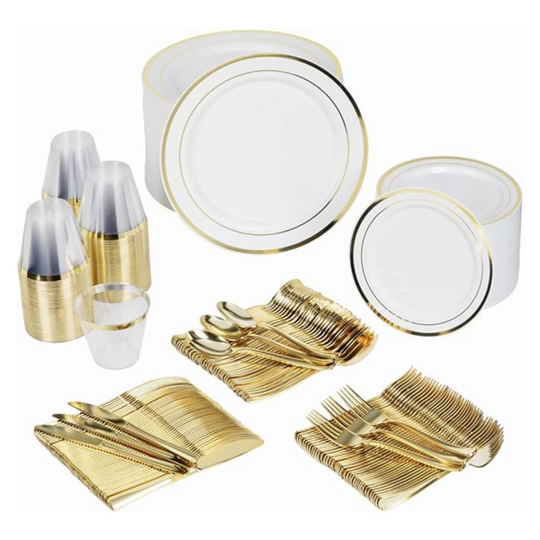 Prestee 600 Pcs Disposable Dinnerware Set For 100 Guests