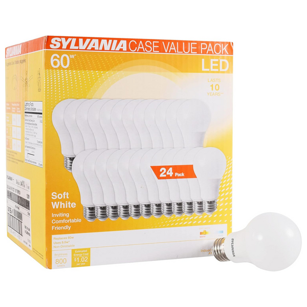 24-Pack Sylvania 8.5W (60W Equivalent) A19 LED Light Bulb