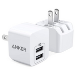 2-Pack Anker Dual Port 12W Foldable Wall Charger (2 Colors)