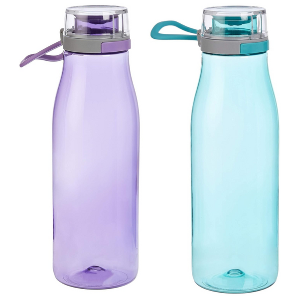 2-Pack 24-Oz Amazon Basics Tritan Leak-Proof Water Bottles With Action Lid