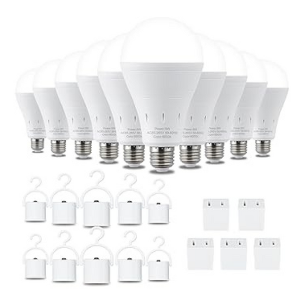 10-Pack Debaobulb 9W Rechargeable Emergency LED Light Bulbs
